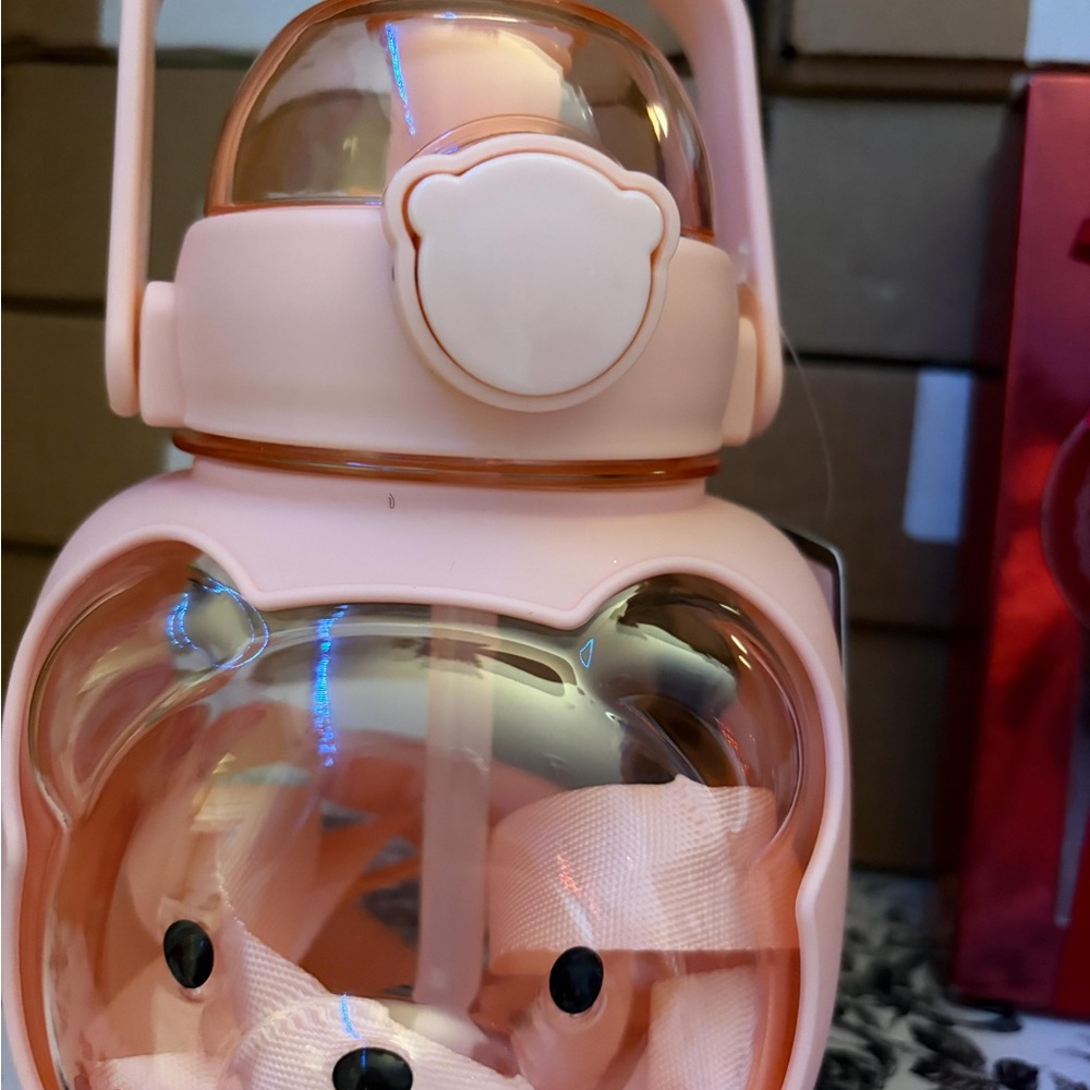Cute Bear-Shaped Pink Water Bottle